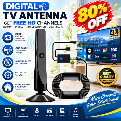 Digital aerial with - digital, tv
